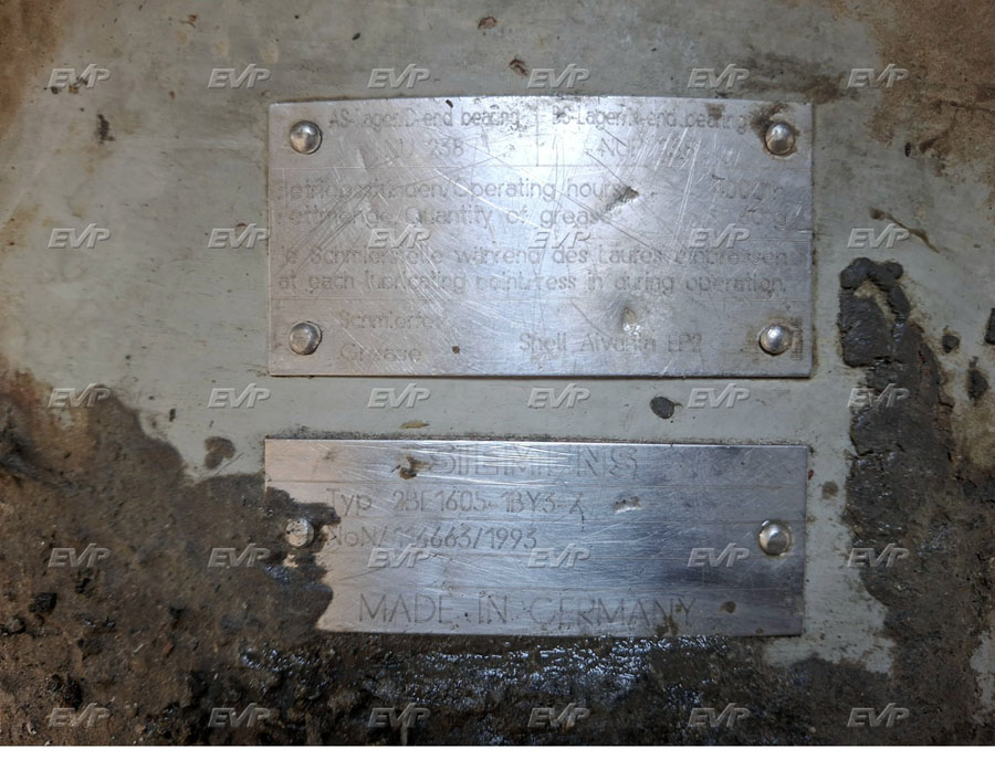 Old liquid ring vacuum pump nameplate