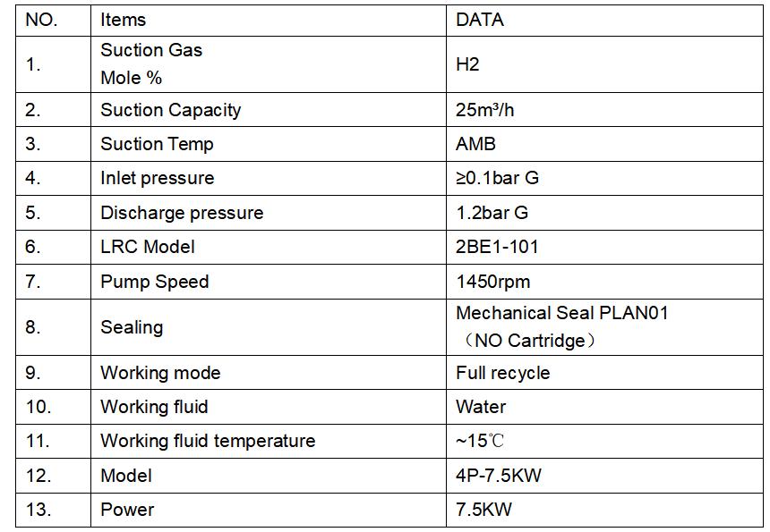 2BE1-101 Hydrogen liquid ring compressor package